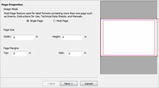 Enter the label dimensions and margins.